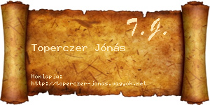 Toperczer Jónás névjegykártya